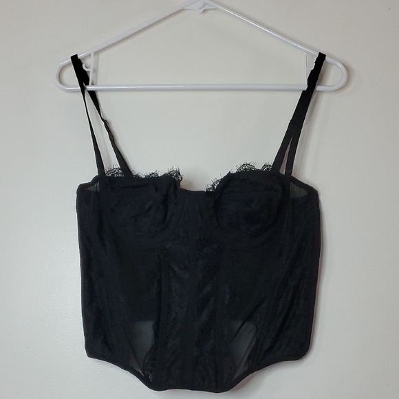 Dealmore Black Corset Tank Size Large Grunge Mesh Lace - Picture 1 of 13